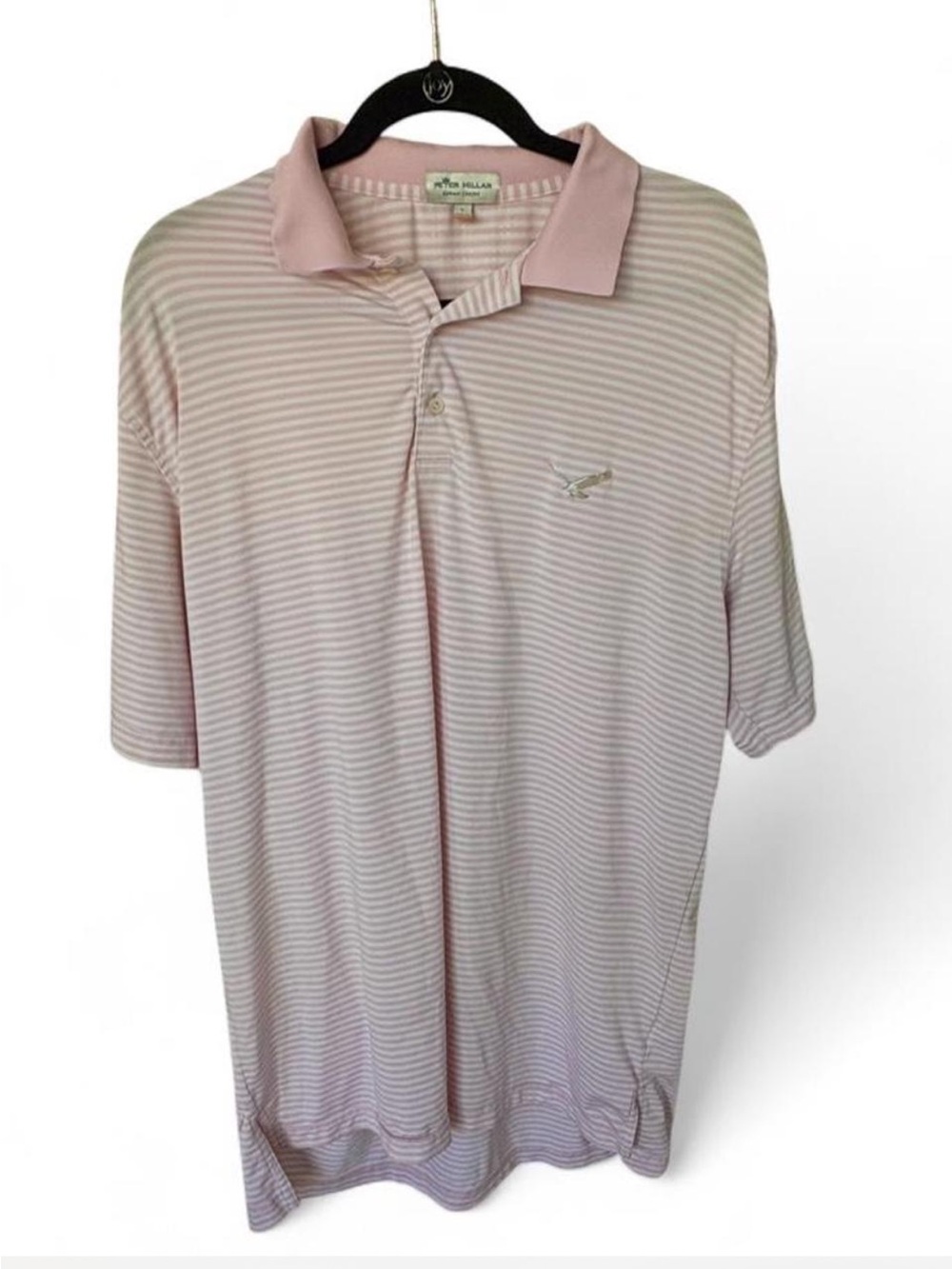 Peter Millar Light Pink and White Striped Polo